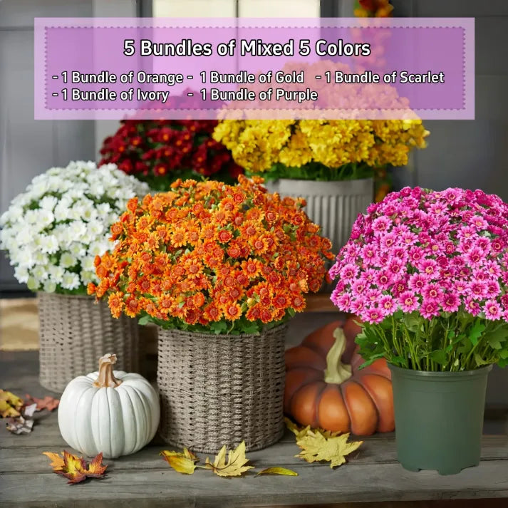💥Last Day Each - Artificial Outdoor Sunset Mums Flowers -  Waterproof, Windproof💥tiaozhuan